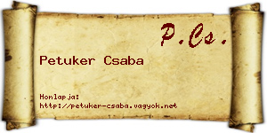 Petuker Csaba névjegykártya